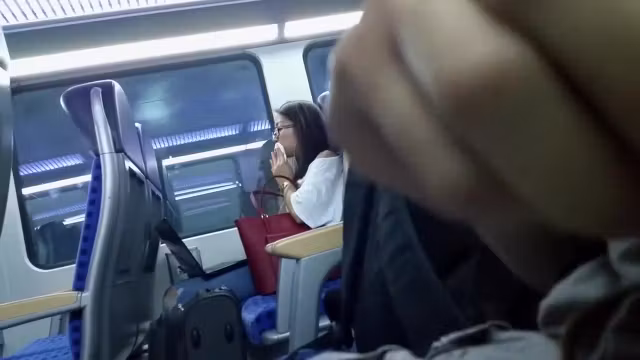 I jerk off my dick on an unsuspecting brunette chixor
