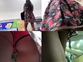 Best upskirt video of a brunette with classic panties