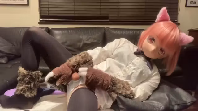 Kigurumi 001 Lubricating Me, And Inserting A Long Dildo Uwu