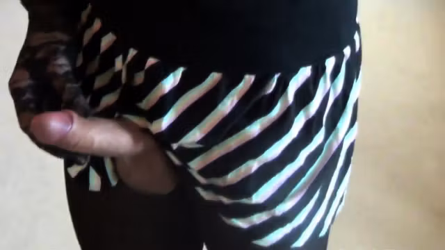 Wanking crossdresser in pantyhose with load of cum on my leg
