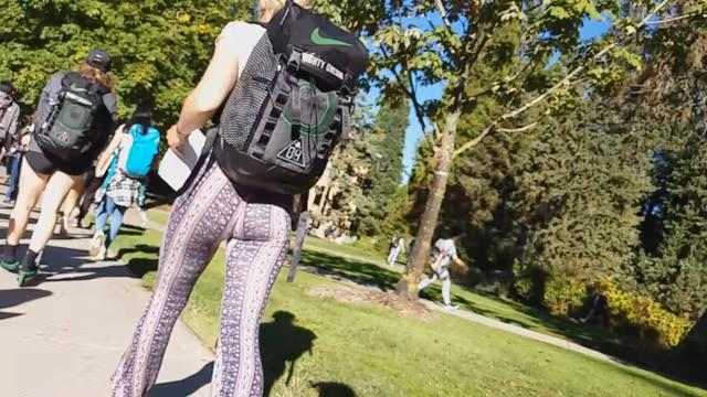 Blonde College Athlete in Tight Leggings