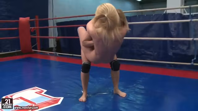 Nude blonde babes Nataly Von and Nikky Thorne fight