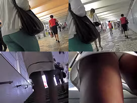 Skinny ass and hot a-line skirt in accidental upskirt