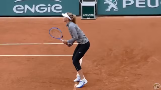 Leggy tennis babe practices in tight spandex pants