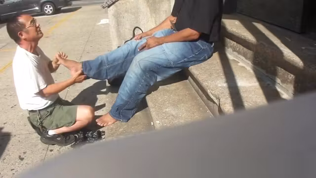 Smelly Feet Massage Outdoors