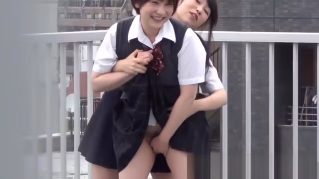 Japanese with hairy pussy peeing outside