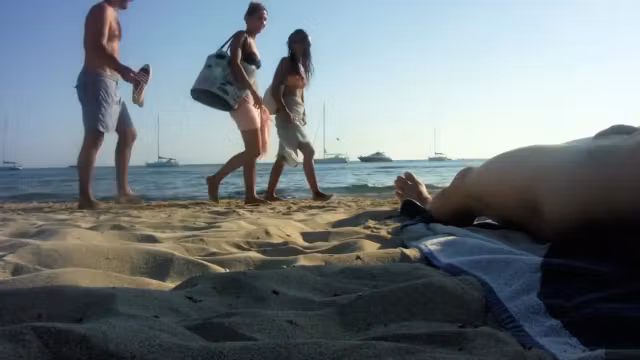 Hot girls pass by as I stroke my dick