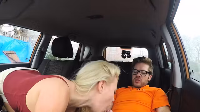 Monster tits driving student fucking