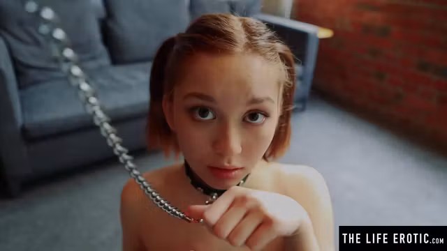 Watch Kinky Girl In Collar And Leash Stroke It Doggy Style - Louise Louellen