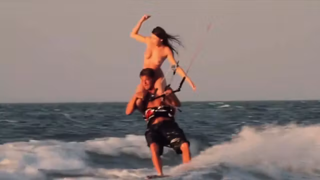 Beautiful babes enjoyed a hot surfing so naked and sexy