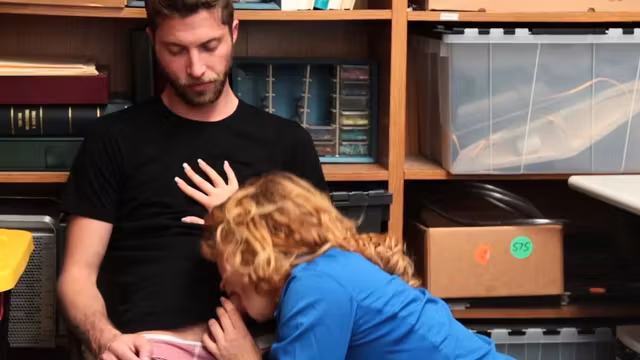 Lonely MILF security punish fucks a problematic guys cock