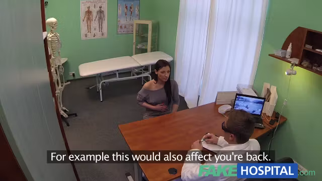 catch female patient using massage tool for an big O