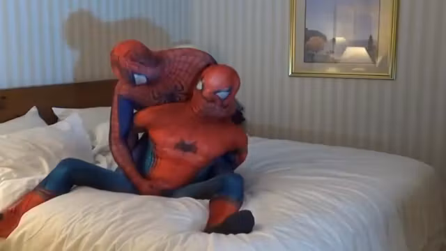horny classic spiderman overpowers his spider enemy