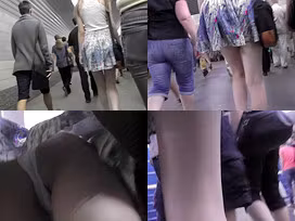 Upskirting filmed the skinny ass of a auburn gal