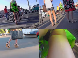 Hot g-string shot of blonde's ass in upskirt video