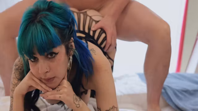Big Titty Goth Girl In Black Spiderweb Lingerie, Suck N Fuck Quickie