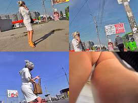 Upskirt mov of blonde cougar's bubble butt