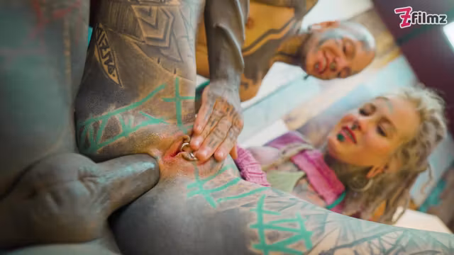 Tattooed Couples First Time With Trans Atm & Facial - Dark Leaves And Lily Lu