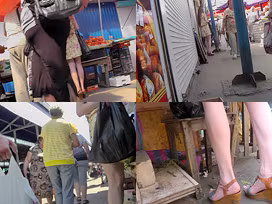 Skinny ass chick wears thong in upskirt video