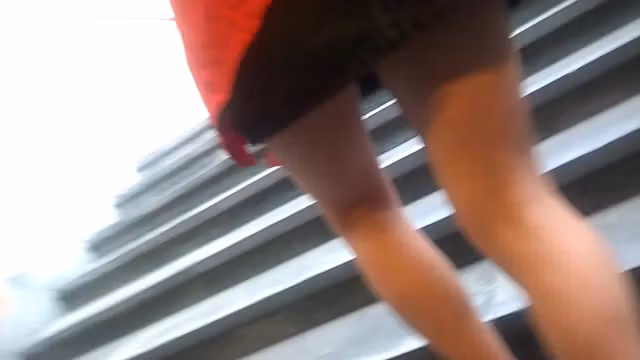 Upskirt in yellow skirt