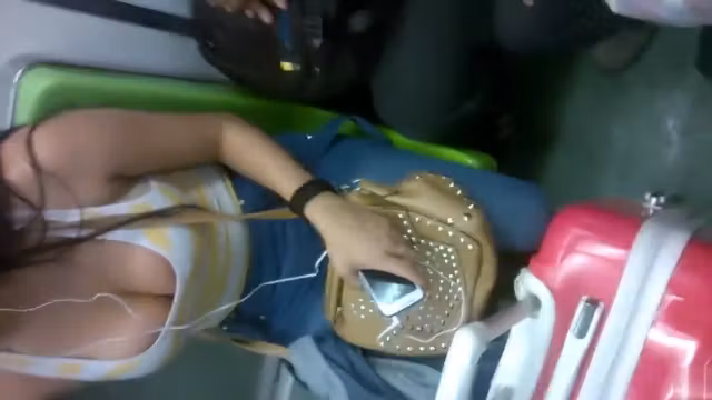 Big natural tits cleavage on the subway