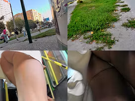 A-line skirt on a skinny butt, in accidental upskirt