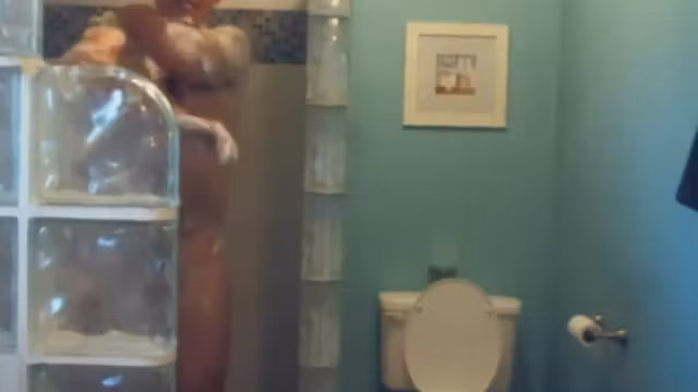 military Step dad cums and takes a shower