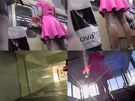 Candid upskirt porn with a blonde in a public place