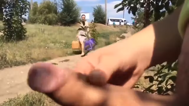 jerking besides the path