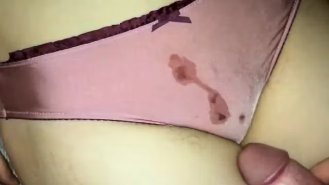 Cum on satin panties while unaware
