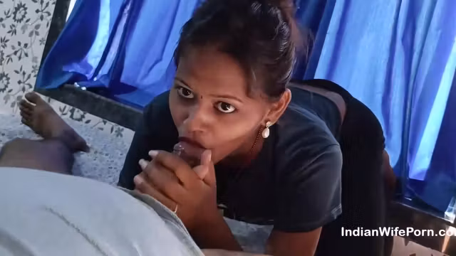 Young Indian Wife Giving Deepthroat Blowjob With Cum