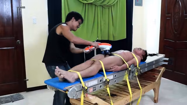 Asian Boy Lorenzo Bound and Tickled