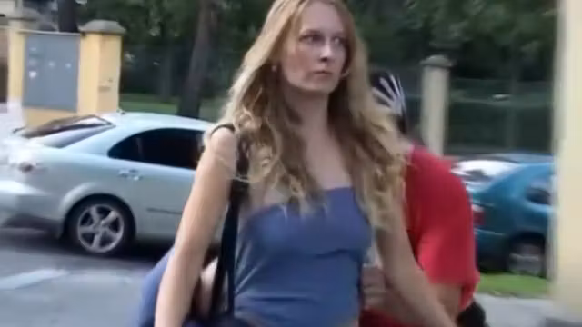 Guy pulls a hot girl's top down