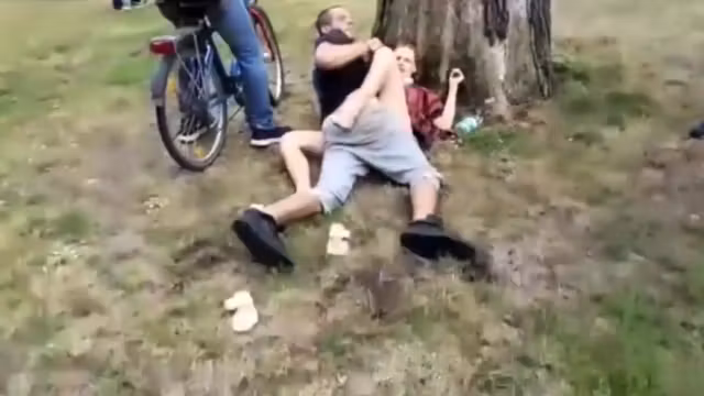 brunette bitch gets banged in the city park