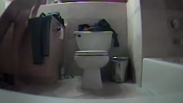 Naked girl finishing her bathroom routine