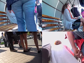 Hot gal with auburn hair wears thong in upskirt porn